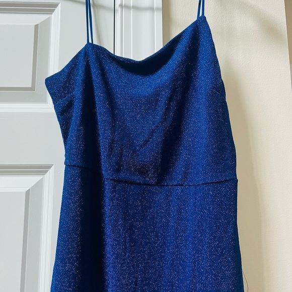 NWT Lulus large Sparkling Blue Spaghetti Strap Dress - Picture 4 of 6